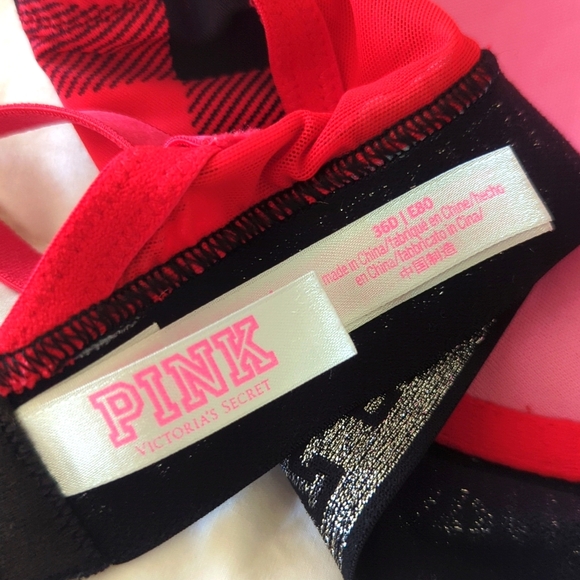 Victoria's Secret Pink Plaid Wear Everywhere Bra Adjustable Straps - Picture 4 of 7